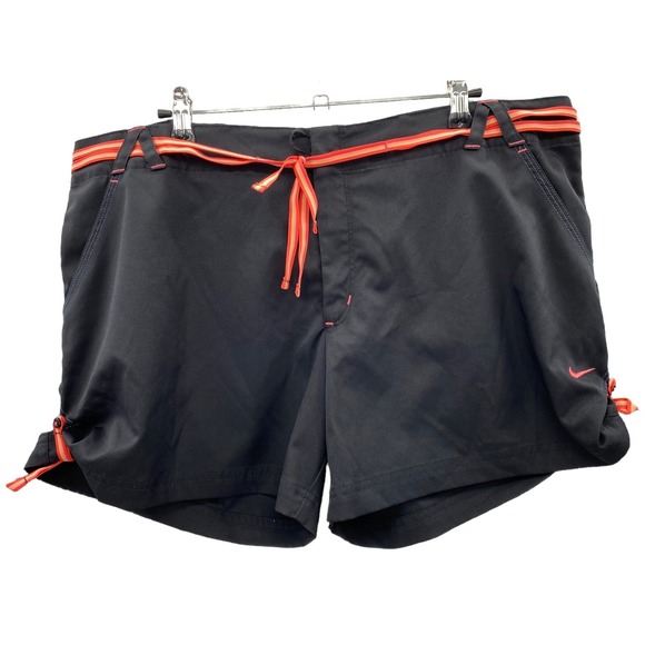 Nike Shorts Black with Clasp and Orange Draw String Tie XL XLarge Workout Active - Picture 1 of 5